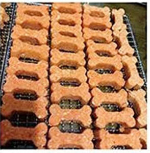 Homemade dog treats baked on tray